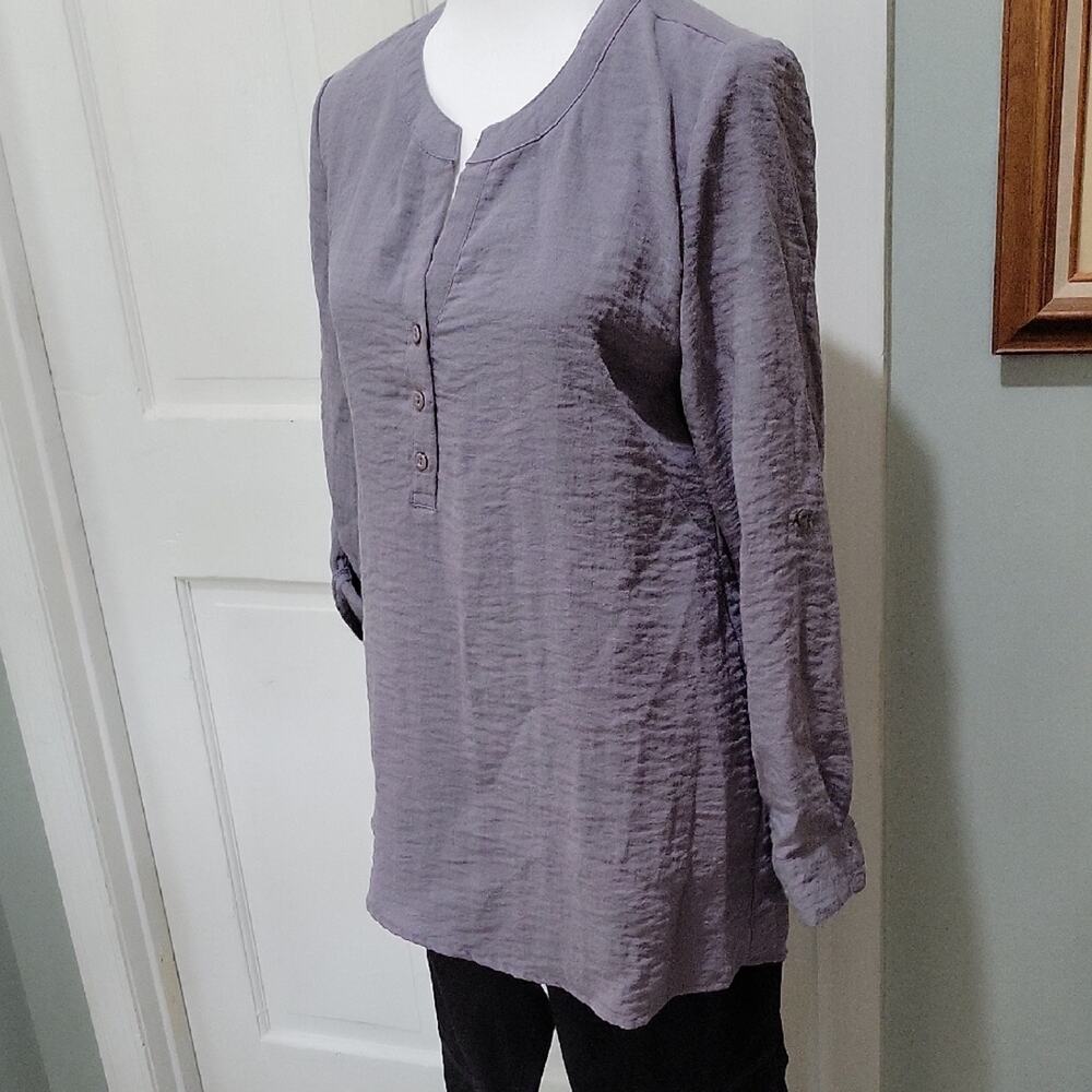 Lulu B Double Gauze Tunic Top Size S, Roll Tab Sleeve, Lagenlook, Coastal,  Boho
